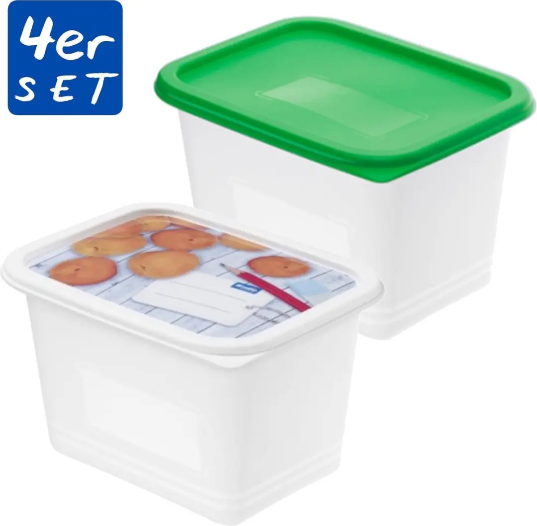 Rotho Domino Diepvriesdozen Etiket Decor 4x1L Wit