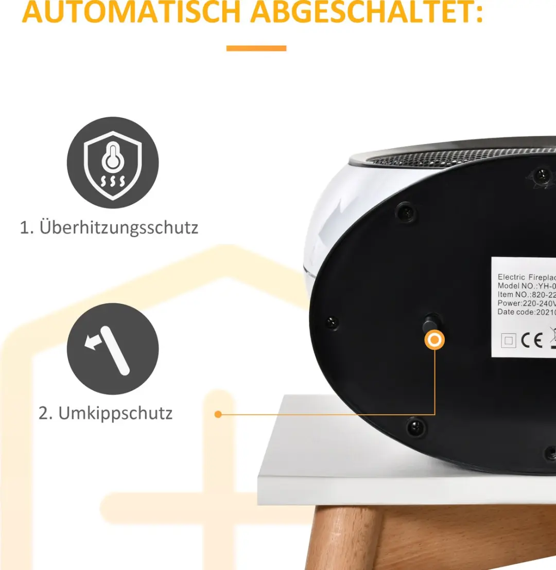 Homcom Vrijstaand Elektrische Haard 1500W 820-221V90 - Wit