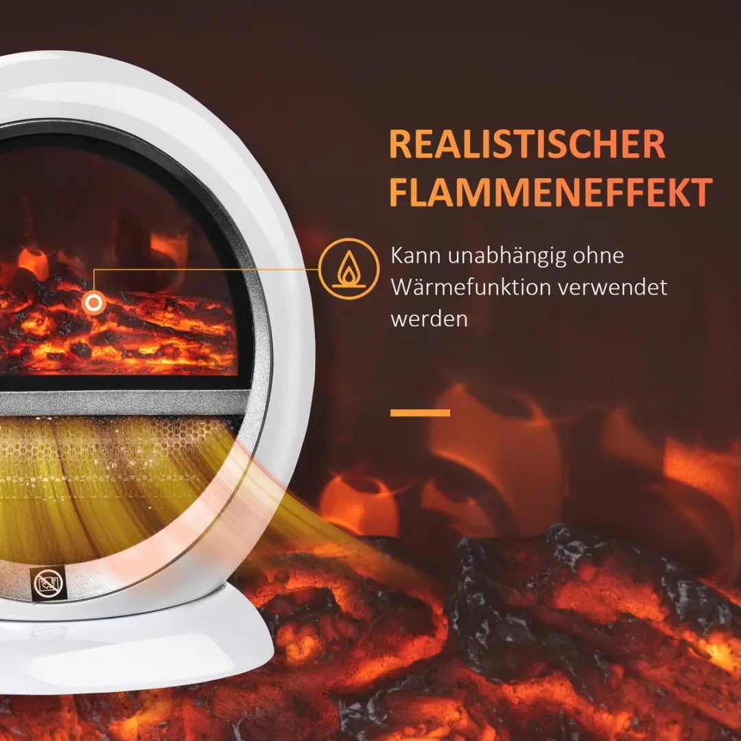 Homcom Vrijstaand Elektrische Haard 1500W 820-221V90 - Wit