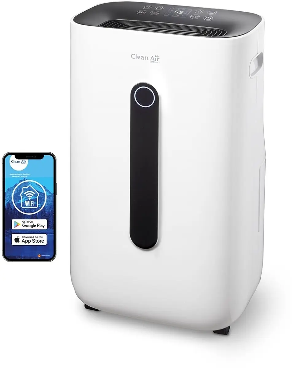 Clean Air Optima CA-708 Smart Luchtontvochtiger/Luchtreiniger 25L/dag - 330W - Ivoorwit/Zwart