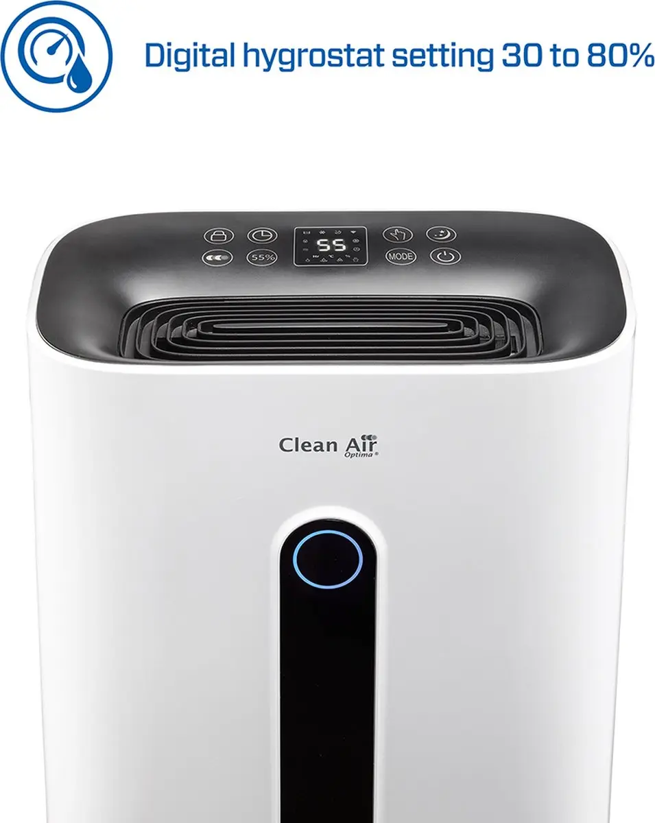Clean Air Optima CA-708 Smart Luchtontvochtiger/Luchtreiniger 25L/dag - 330W - Ivoorwit/Zwart