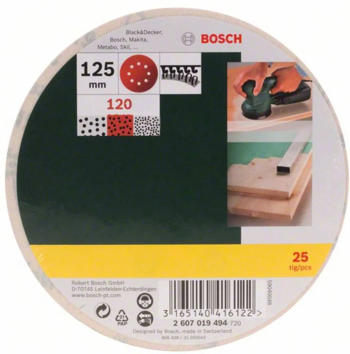 Bosch 25-delige Schuurbladenset 125mm - Korrel 120 - afbeelding 6 van 6