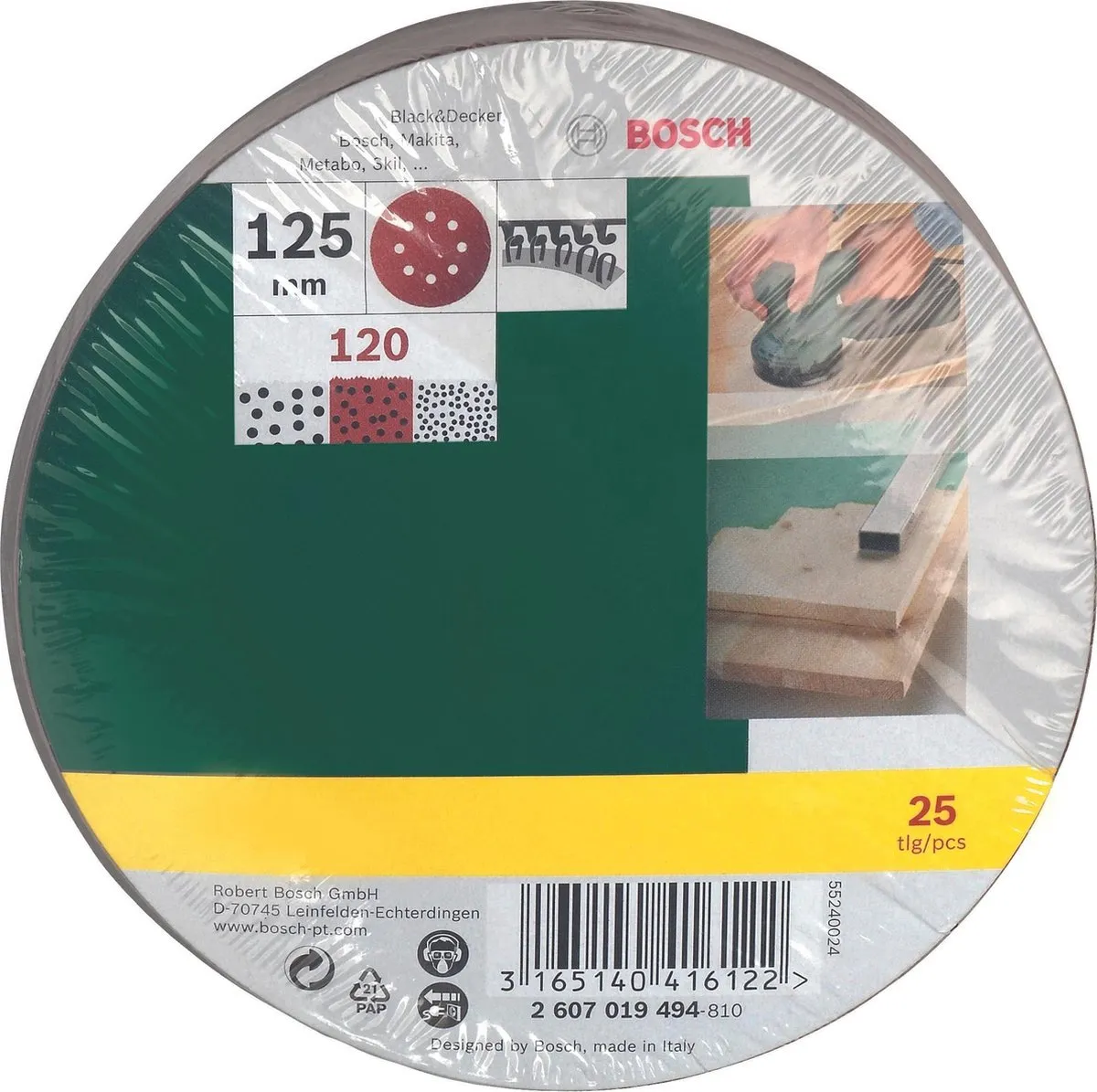 Bosch 25-delige Schuurbladenset 125mm - Korrel 120