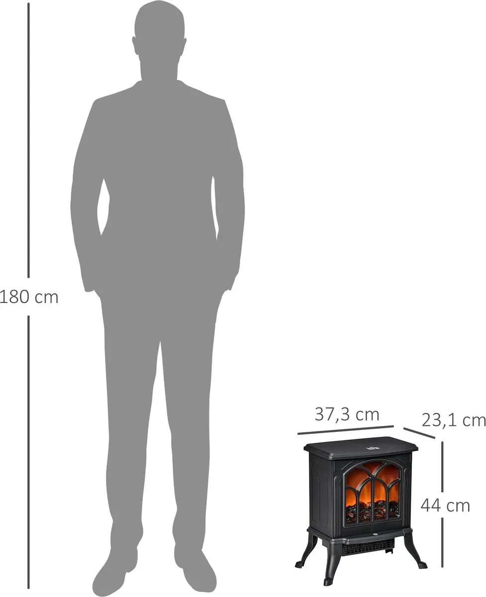 Homcom Elektrische Haard 820-282V90BK - 1500W - 2 Warmtestanden