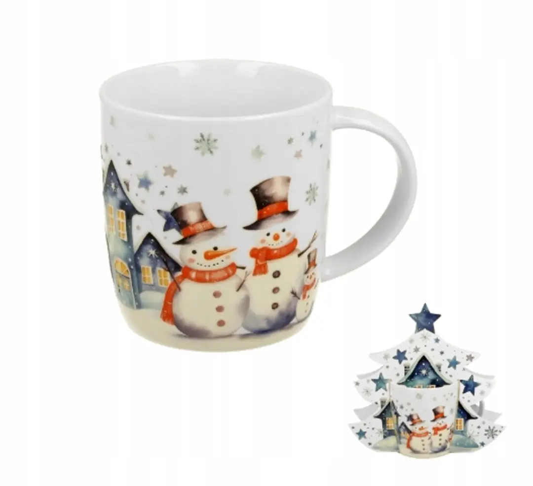 Duo Kerstmok Sneeuwman 400ml - Crème-wit