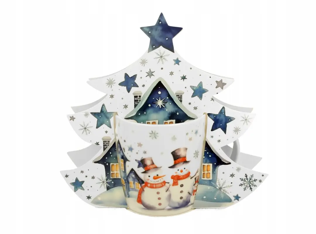 Duo Kerstmok Sneeuwman 400ml - Crème-wit