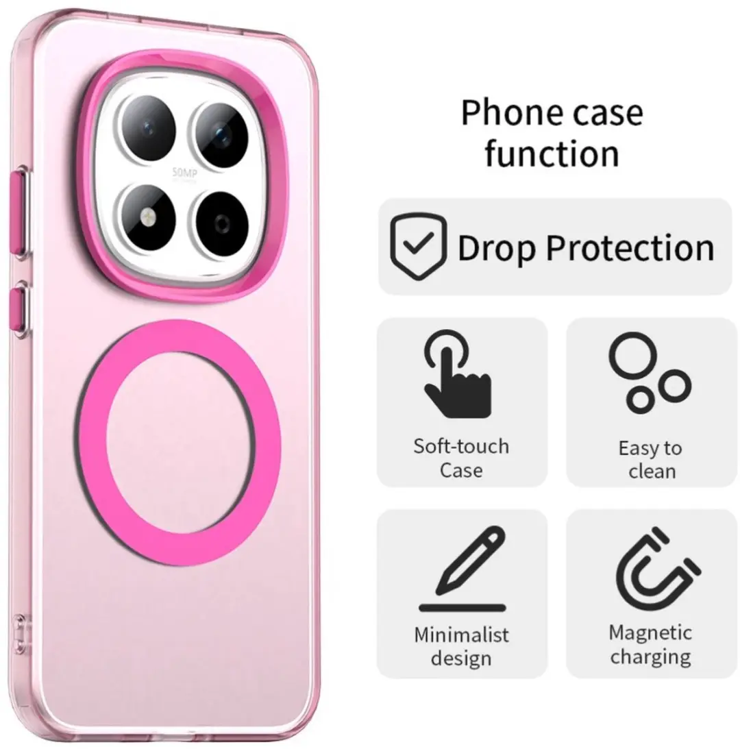 Selected MagSafe Backcover Xiaomi Redmi Note 15 Pro 5G - Roze & Transparant