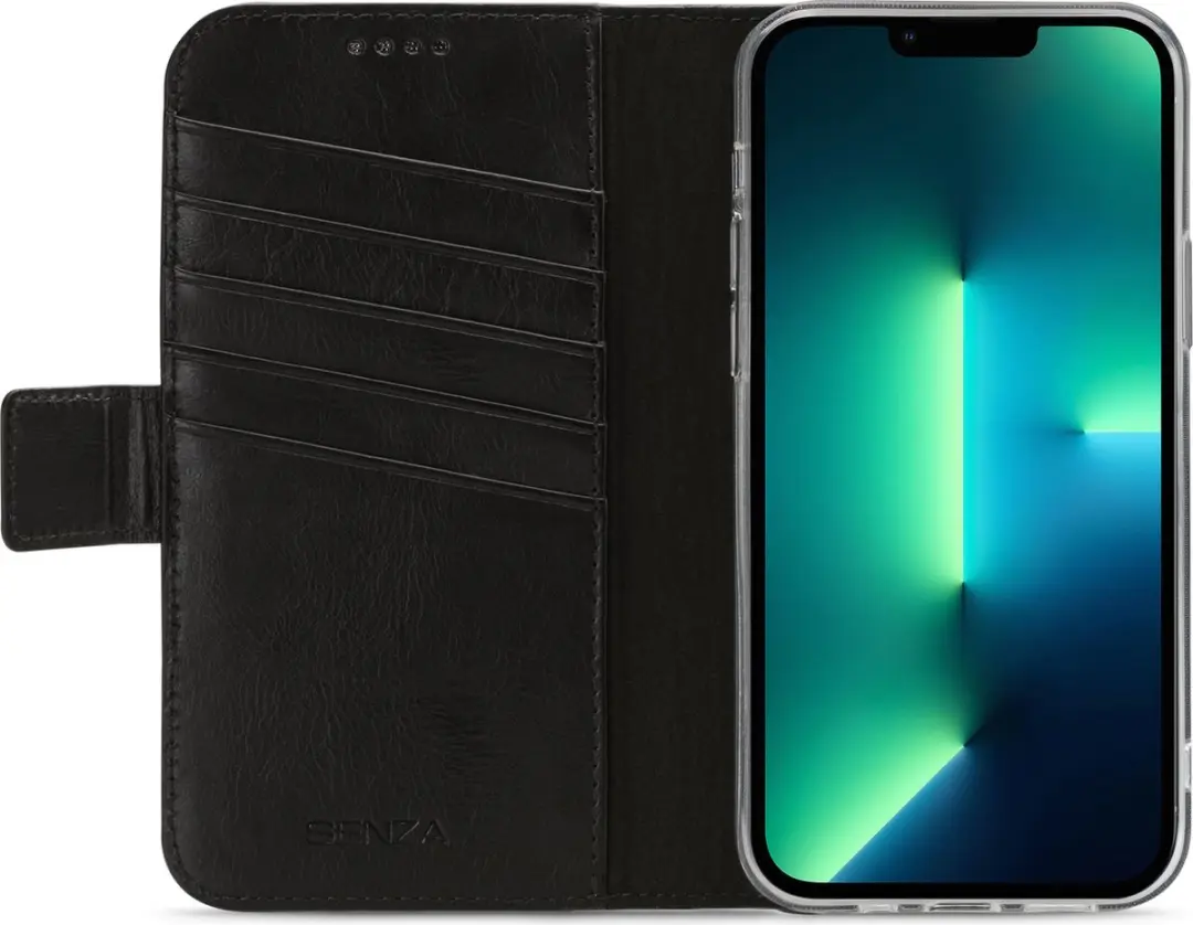Senza Pure Serie WALCS1105 iPhone 13 Pro Max Hoesje - Echt Leer - Zwart