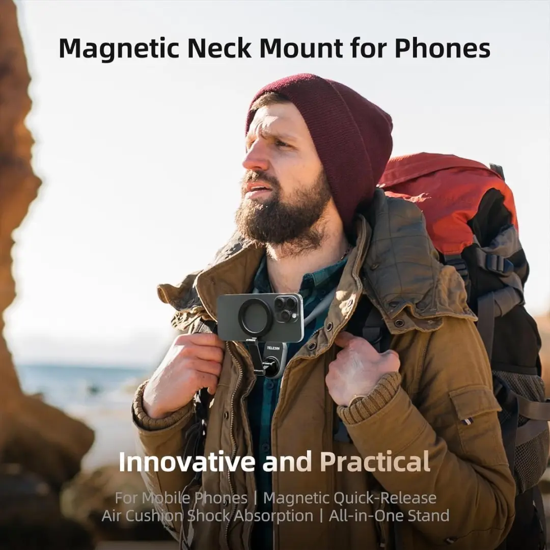 Telesin Magnetische Selfie-Telefoonhouder Hals - Grijs