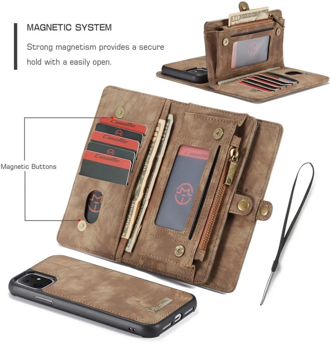 Caseme CSM-30370 Portemonnee Hoesje - iPhone 11 - 11 Pasjes - Bruin