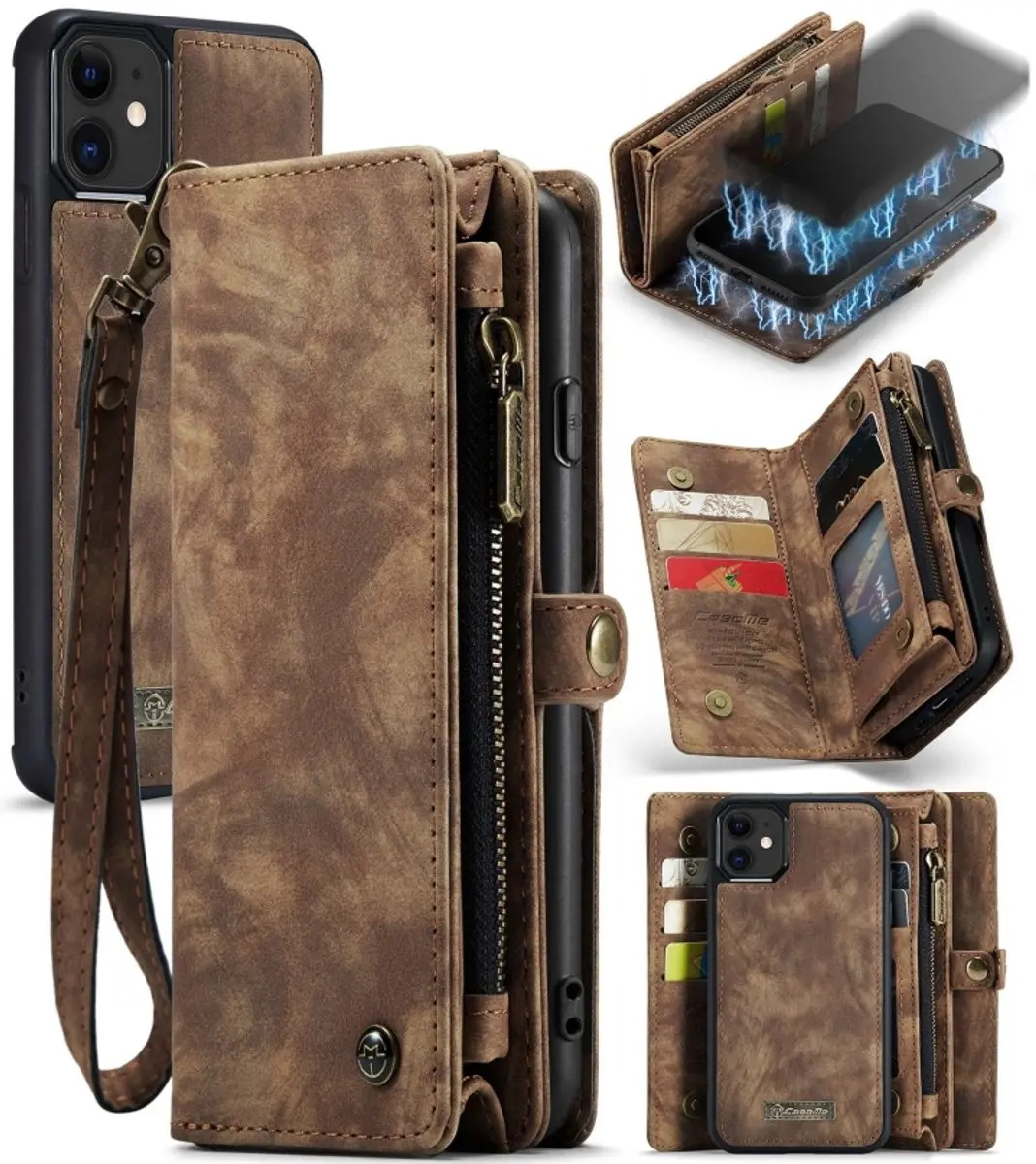 Caseme CSM-30370 Portemonnee Hoesje - iPhone 11 - 11 Pasjes - Bruin
