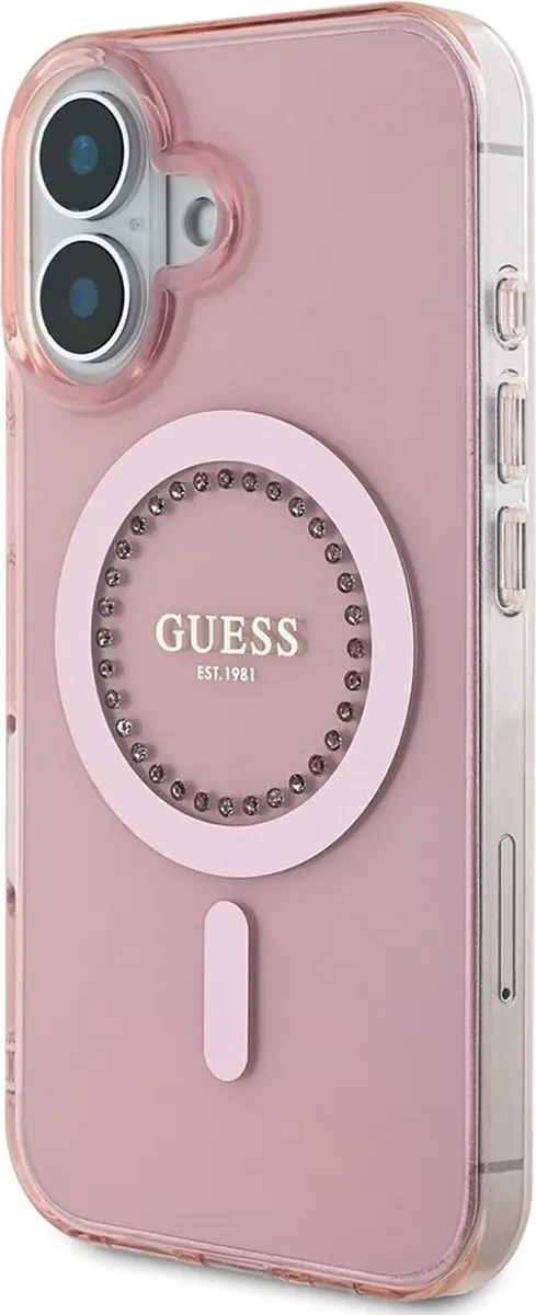 GUESS IML Hoesje iPhone 16 - Roze - MagSafe