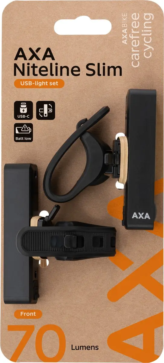 AXA Niteline Slim Fietsverlichting Set - USB-C Oplaadbaar