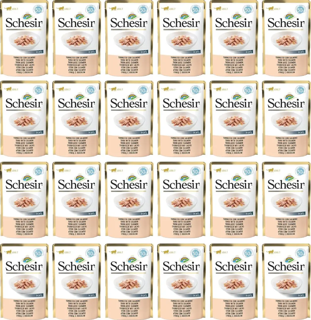 Schesir Single Dish Tonijn met Zalm Kattenvoer 24 Stuks