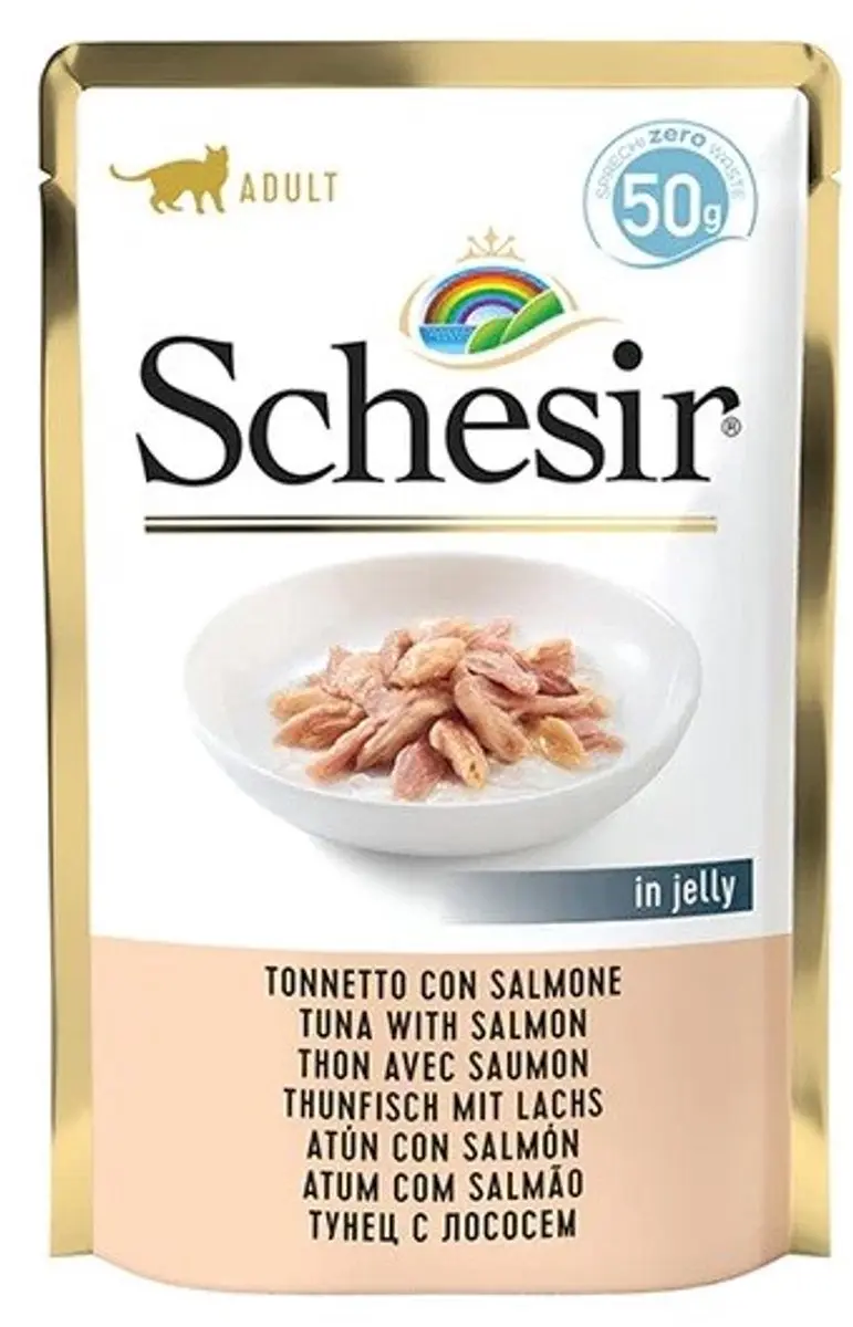 Schesir Single Dish Tonijn met Zalm Kattenvoer 24 Stuks