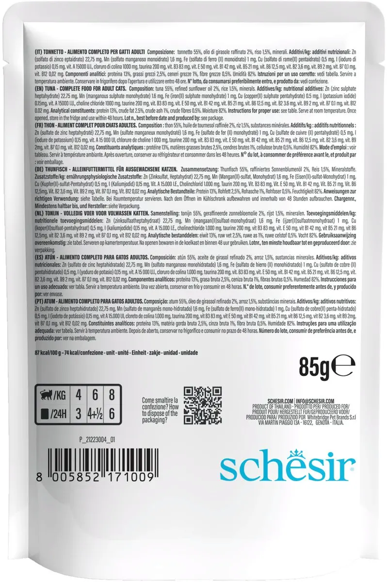 Schesir Kattenvoer Tonijn in Gelei 85g