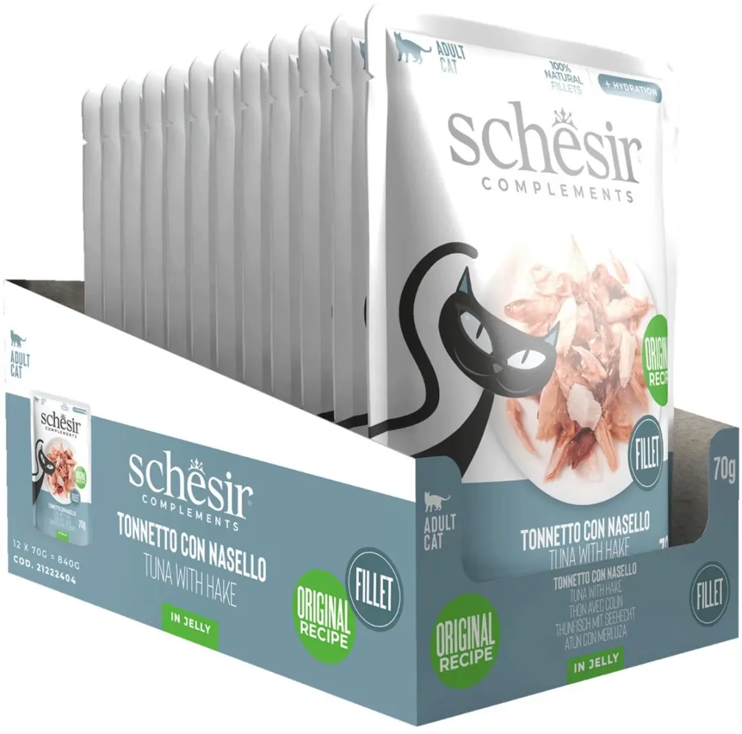Schesir Adult Tonijn met Heek Kattenvoer 24x70g