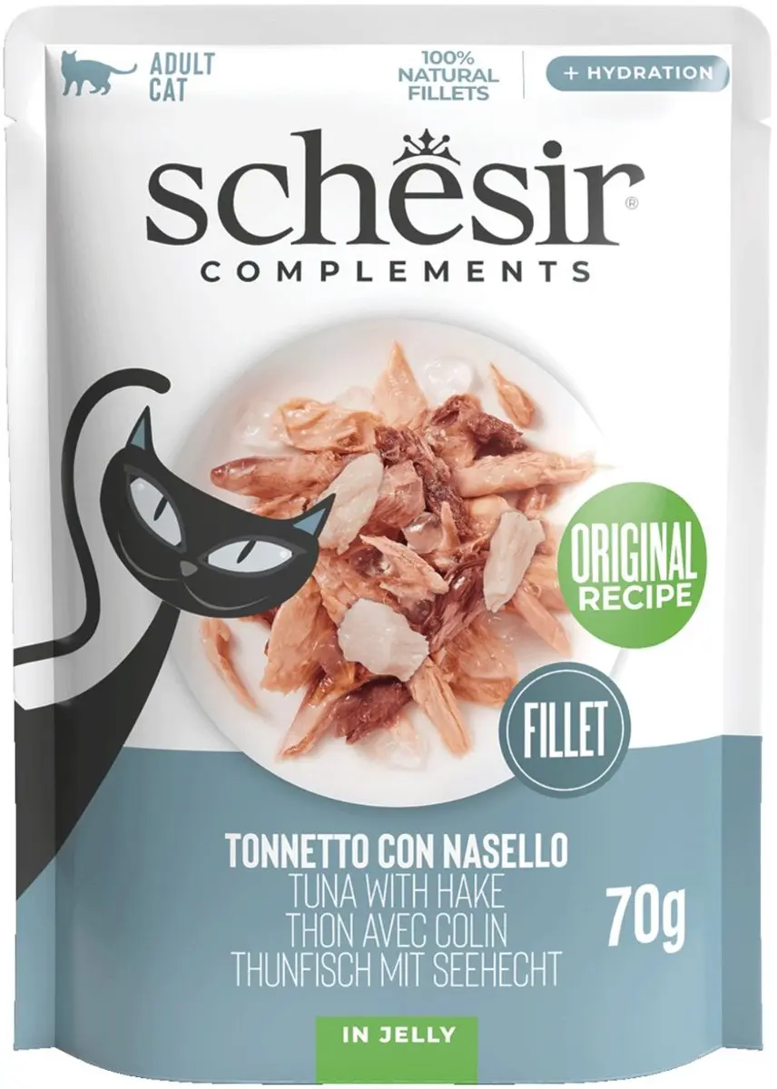 Schesir Adult Tonijn met Heek Kattenvoer 24x70g