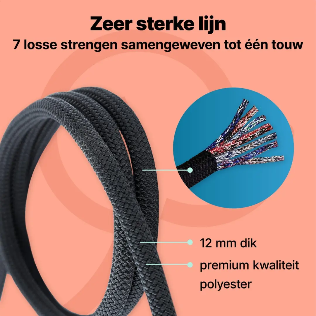 Jake and Jacky Hondenriem 3m - Zwart