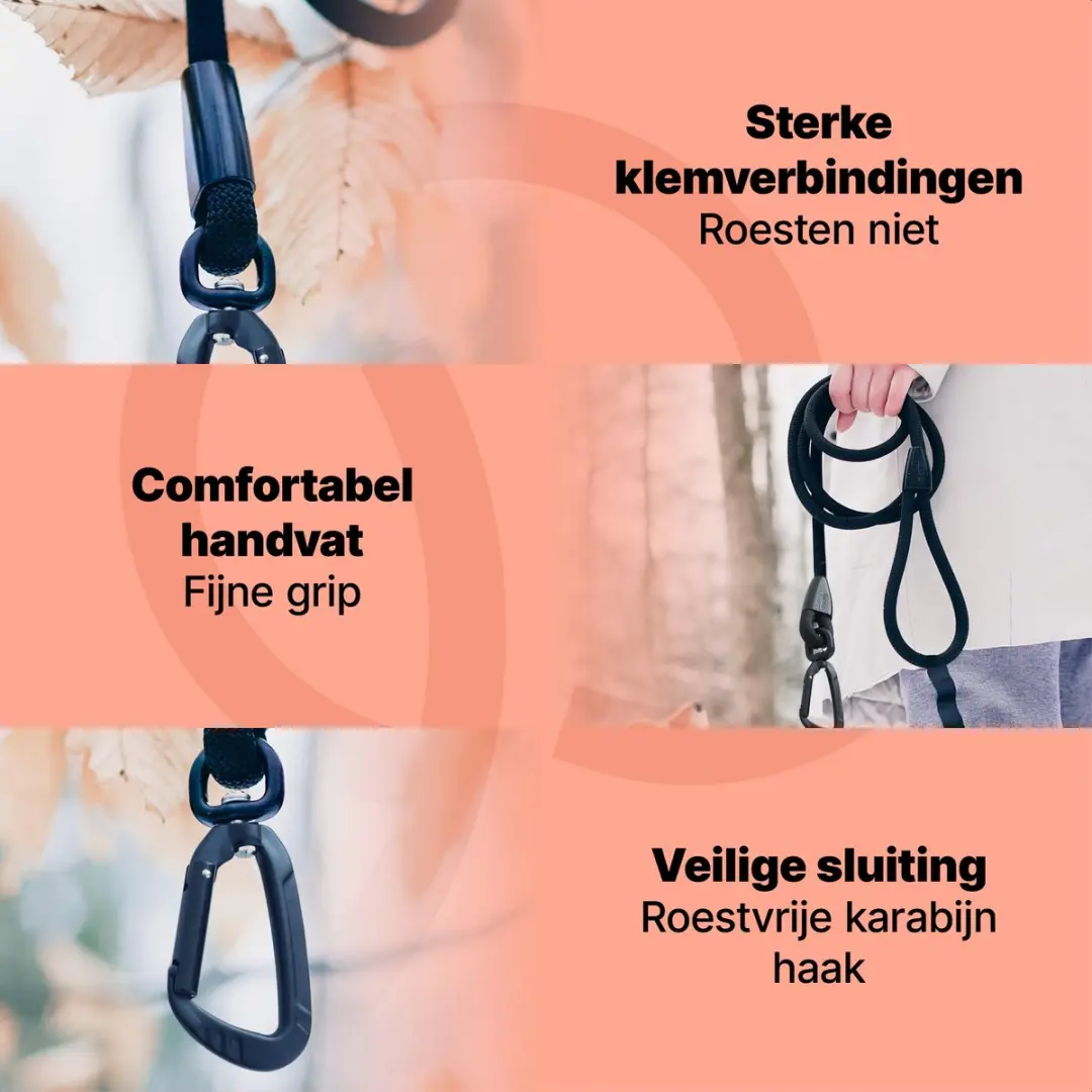 Jake and Jacky Hondenriem 3m - Zwart