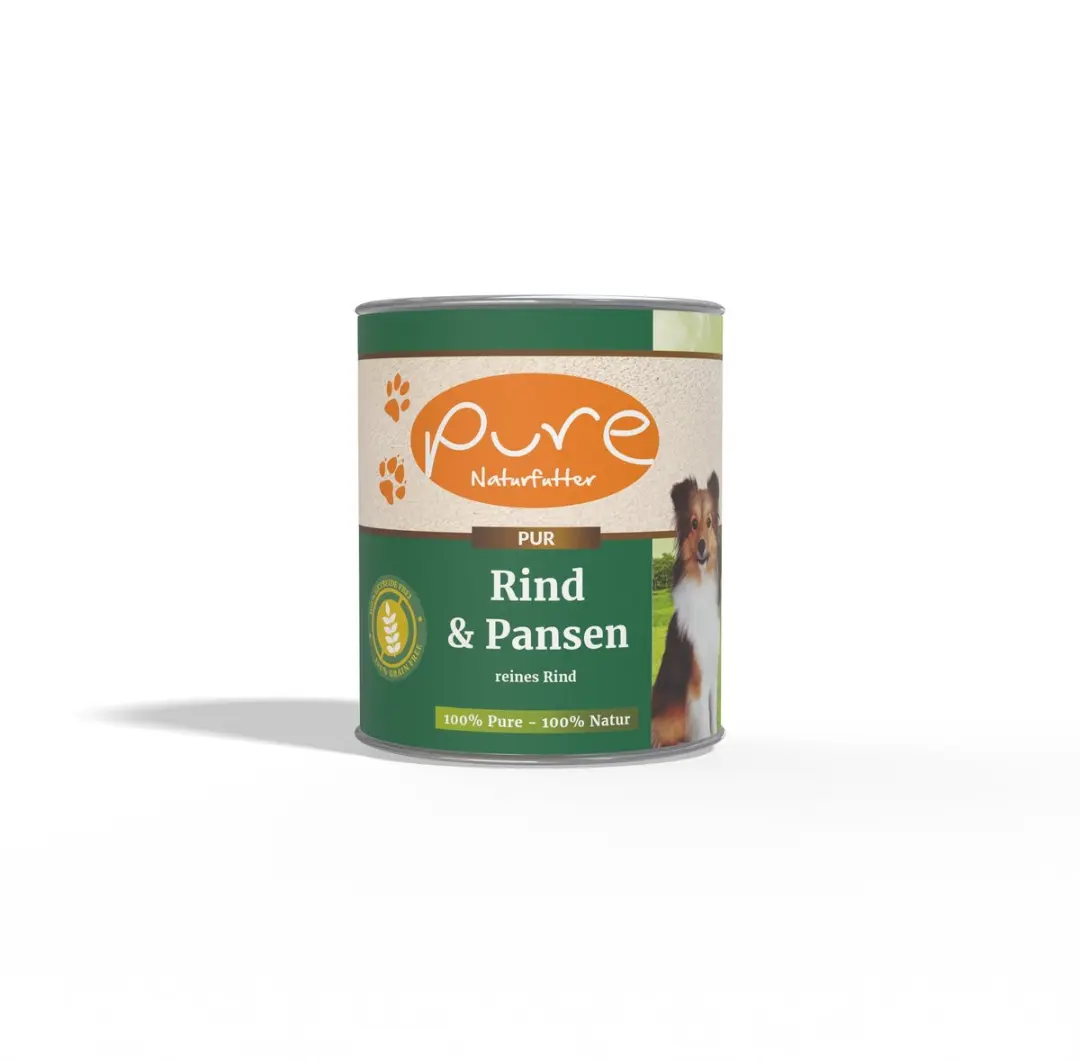 Pure Natuurlijk Hondenvoer Rund met Pens 6x800g