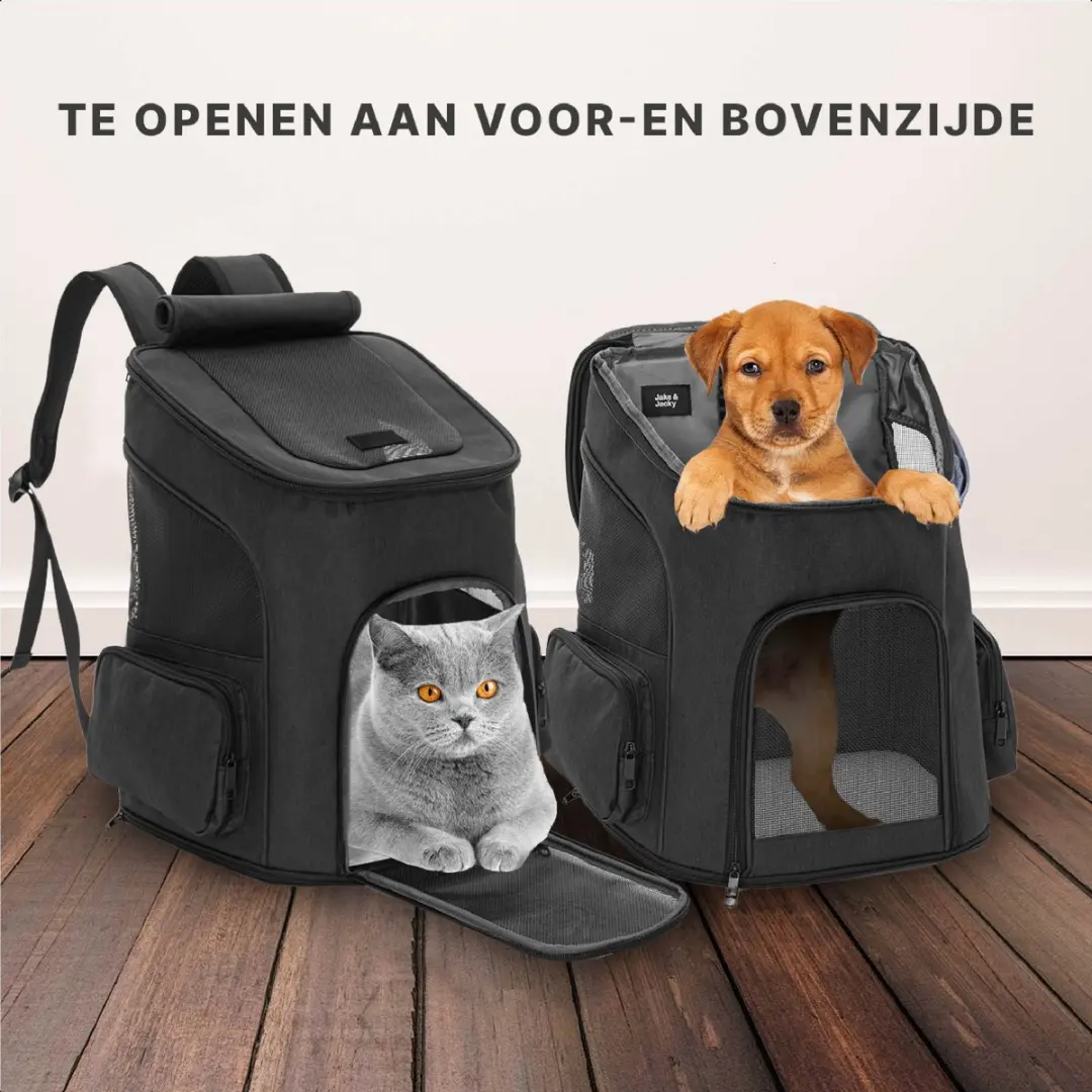 Jake and Jacky Hondenrugzak Zwart - Tot 8kg