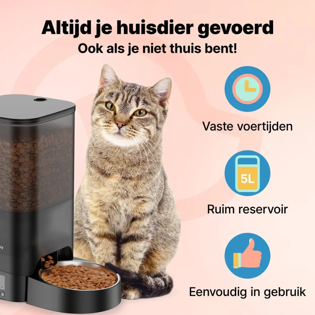 Jake and Jacky Automatische Voerbak 5L - Zwart