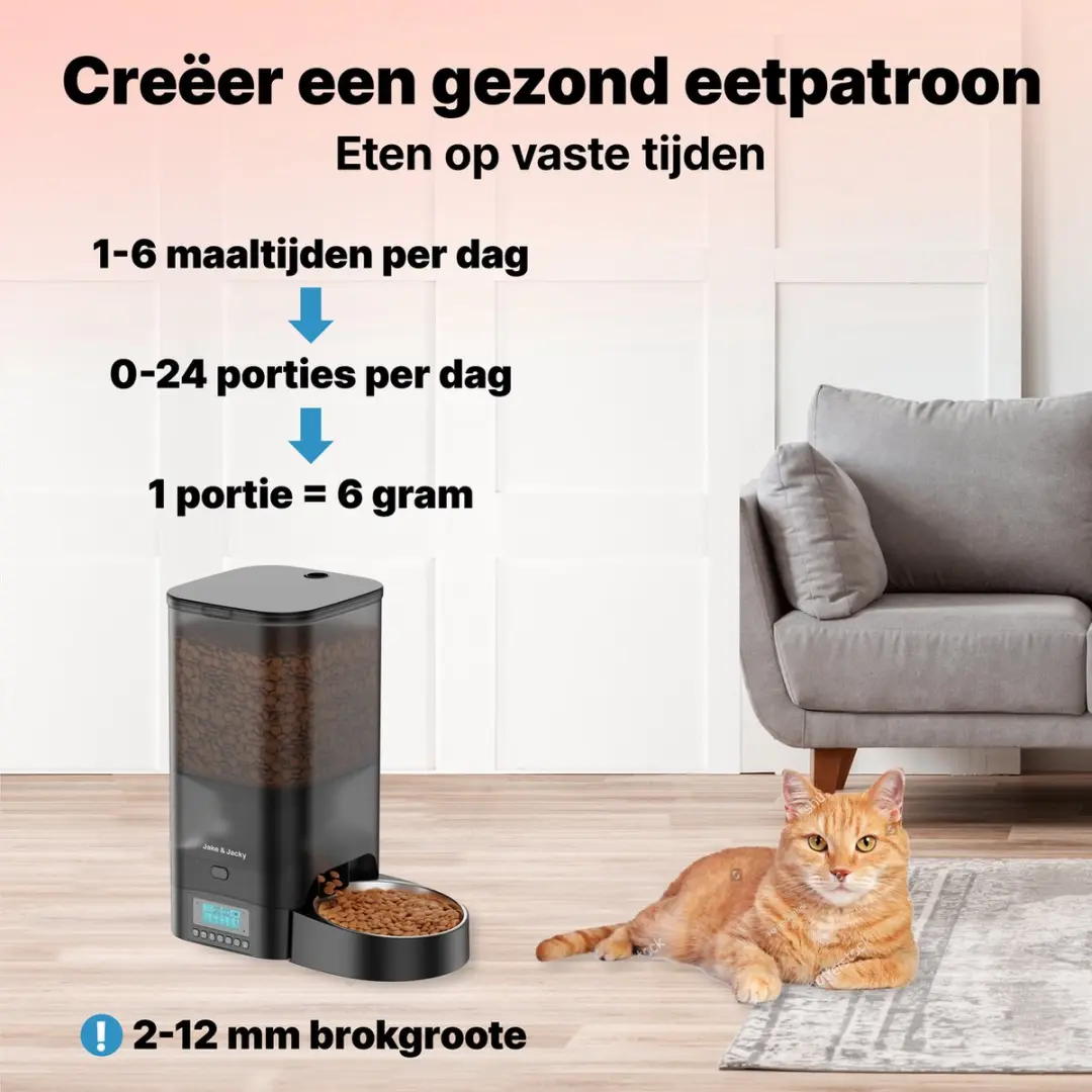 Jake and Jacky Automatische Voerbak 5L - Zwart