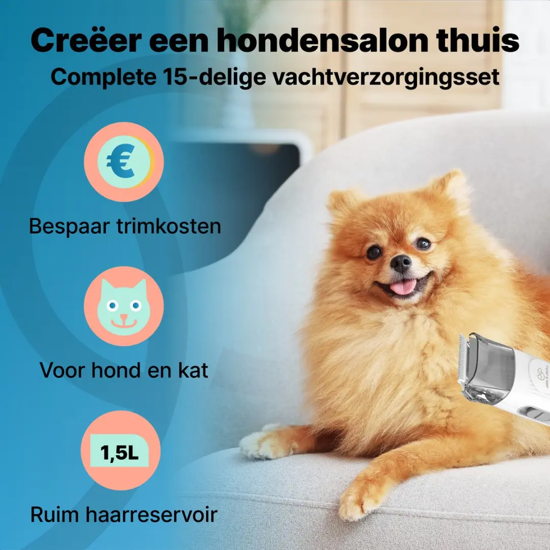 Jake and Jacky JJ002 Professionele Hondentondeuse - Met Stofzuiger - Voor Dikke Vacht