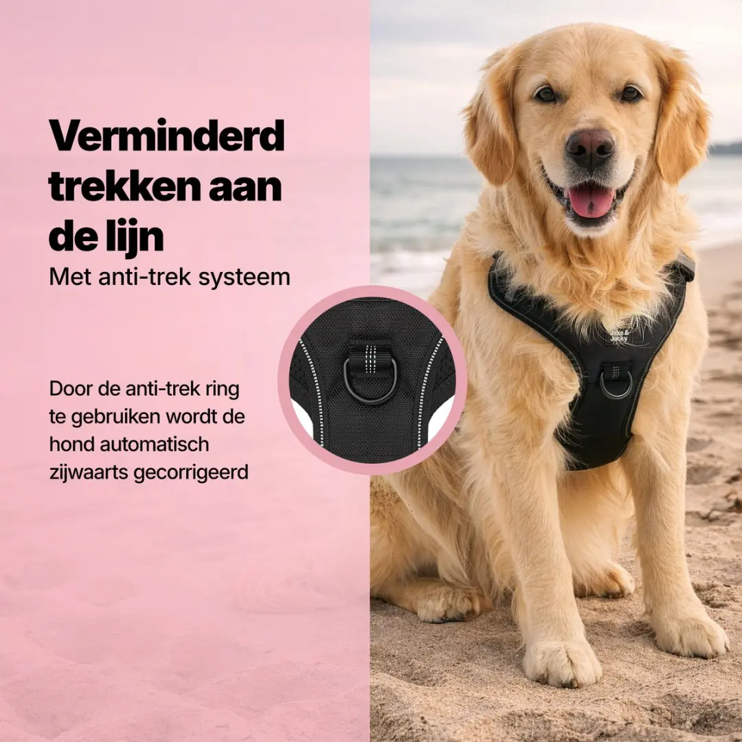 Jake and Jacky Anti-Trek Tuig Hondenharnas L - Reflecterend