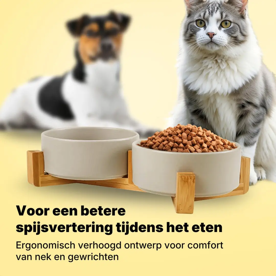 Jake and Jacky Keramiek Voerbakken 2x800ml - Grijs