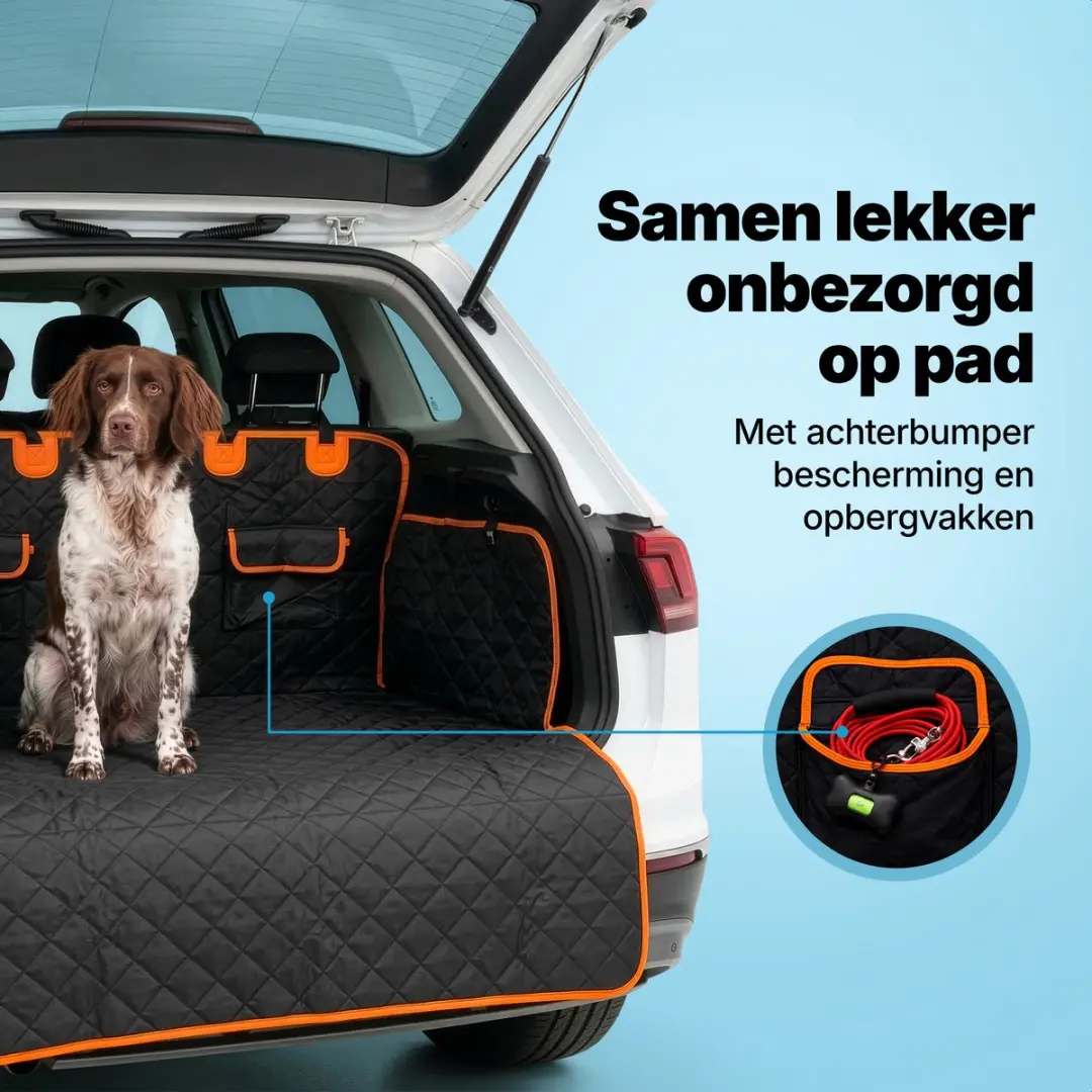 Jake and Jacky Hondendeken Auto Kofferbak 145cm - Zwart/Oranje