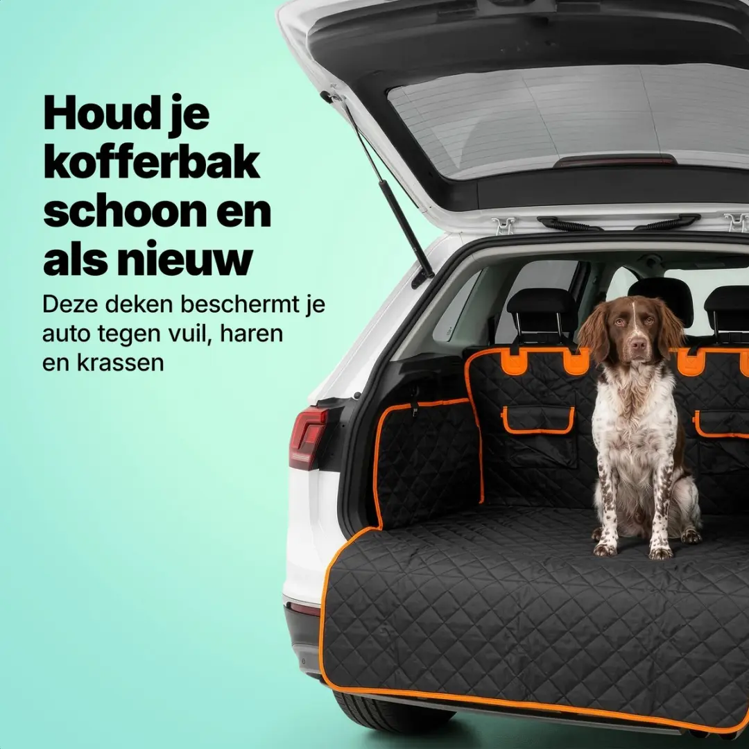 Jake and Jacky Hondendeken Auto Kofferbak 145cm - Zwart/Oranje