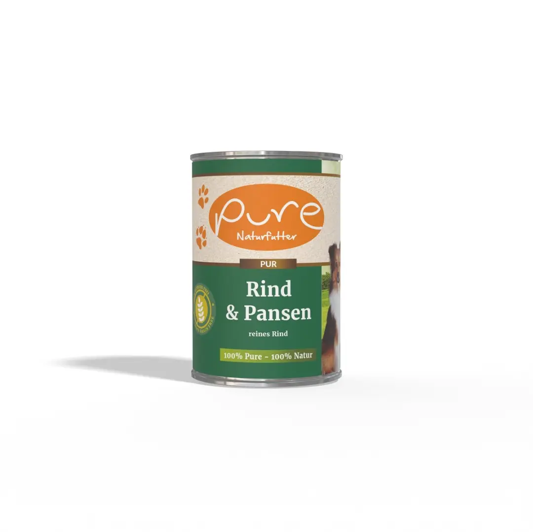 Pure Natuurlijk Hondenvoer Rund met Pens 6x400g