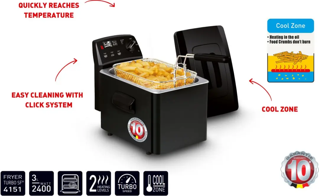 Fritel Turbo SF 4151 Friteuse 2400W 3L - Zwart