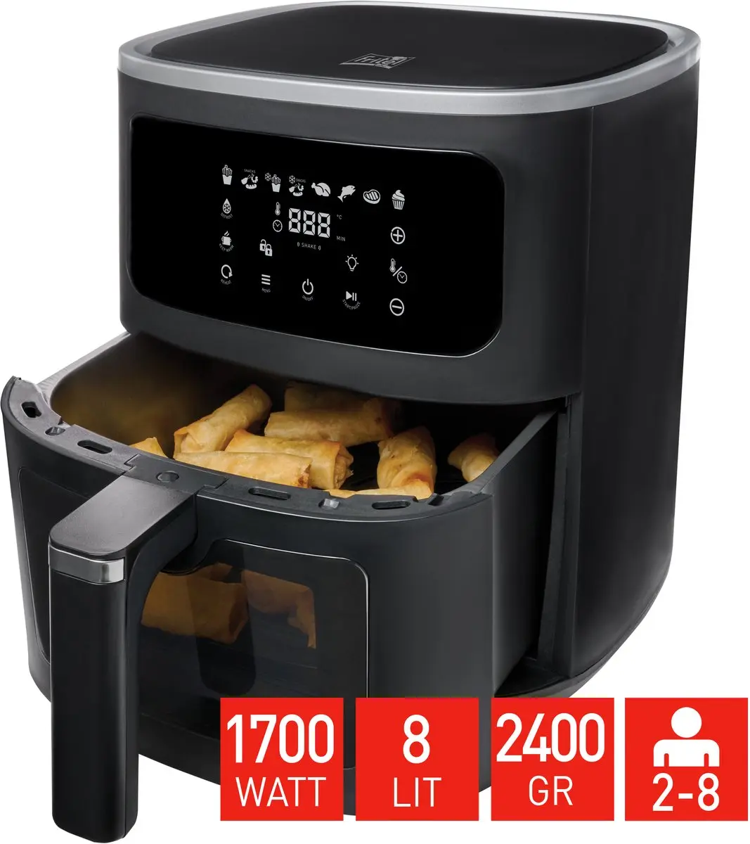 Fritel SnackTastic 7620 Airfryer 8L - 1700W - 8 Programma's - Zwart