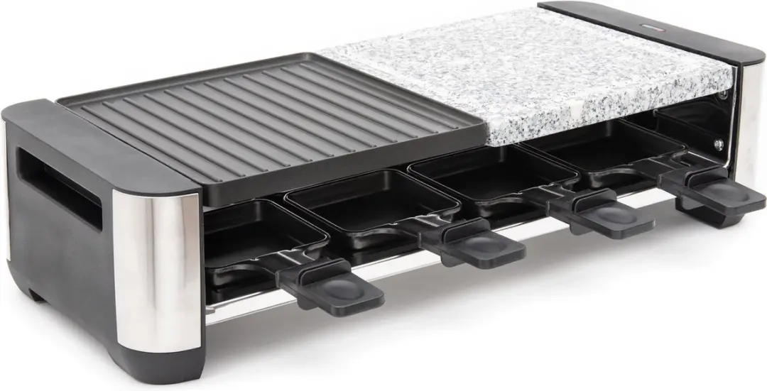 Fritel RSG 3280 2-in-1 Raclette Grill - 1400W - 8 Personen - Incl. 8 Pannetjes