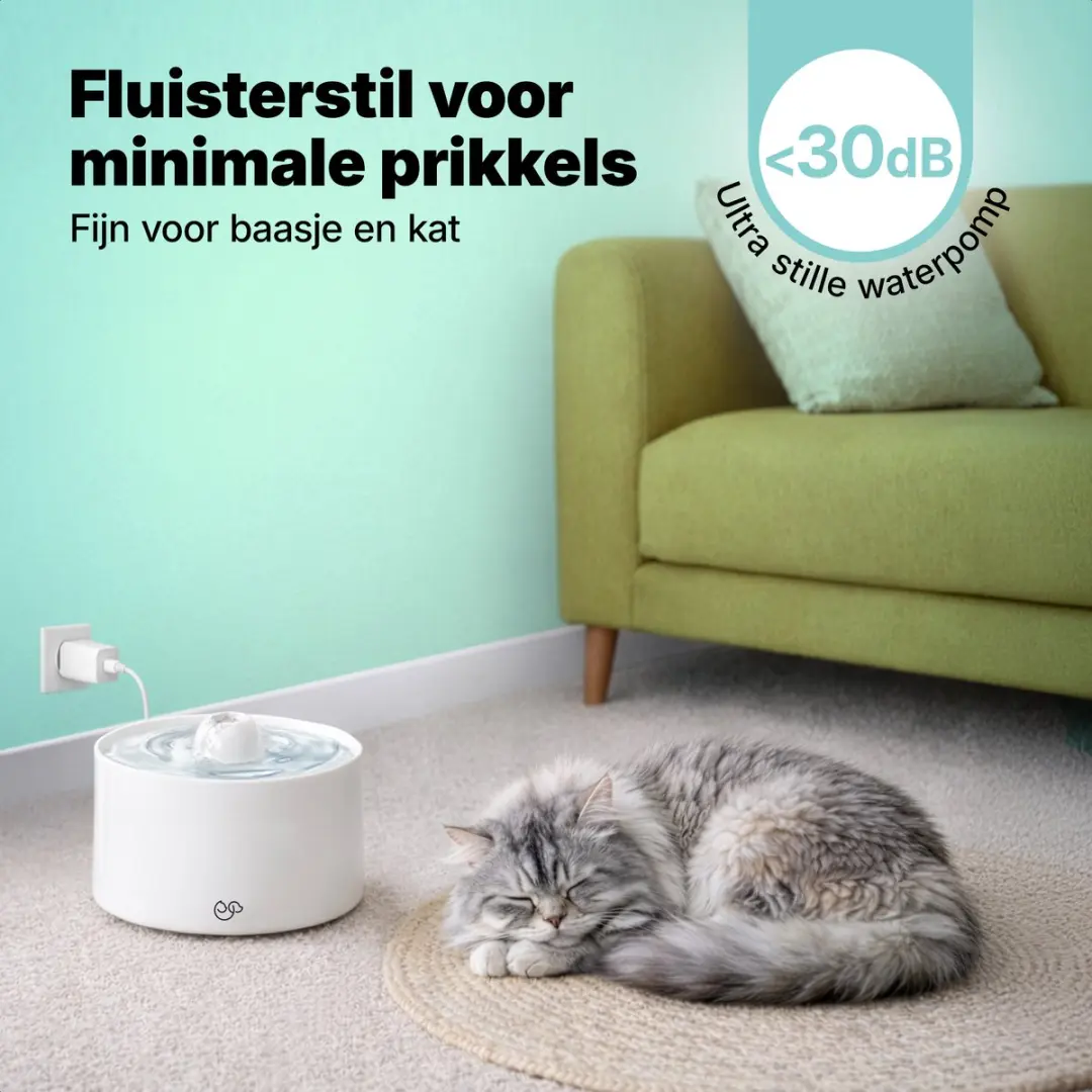 Jake and Jacky Keramische Drinkfontein Kat & Hond 2L - Keramisch Wit - afbeelding 6 van 6