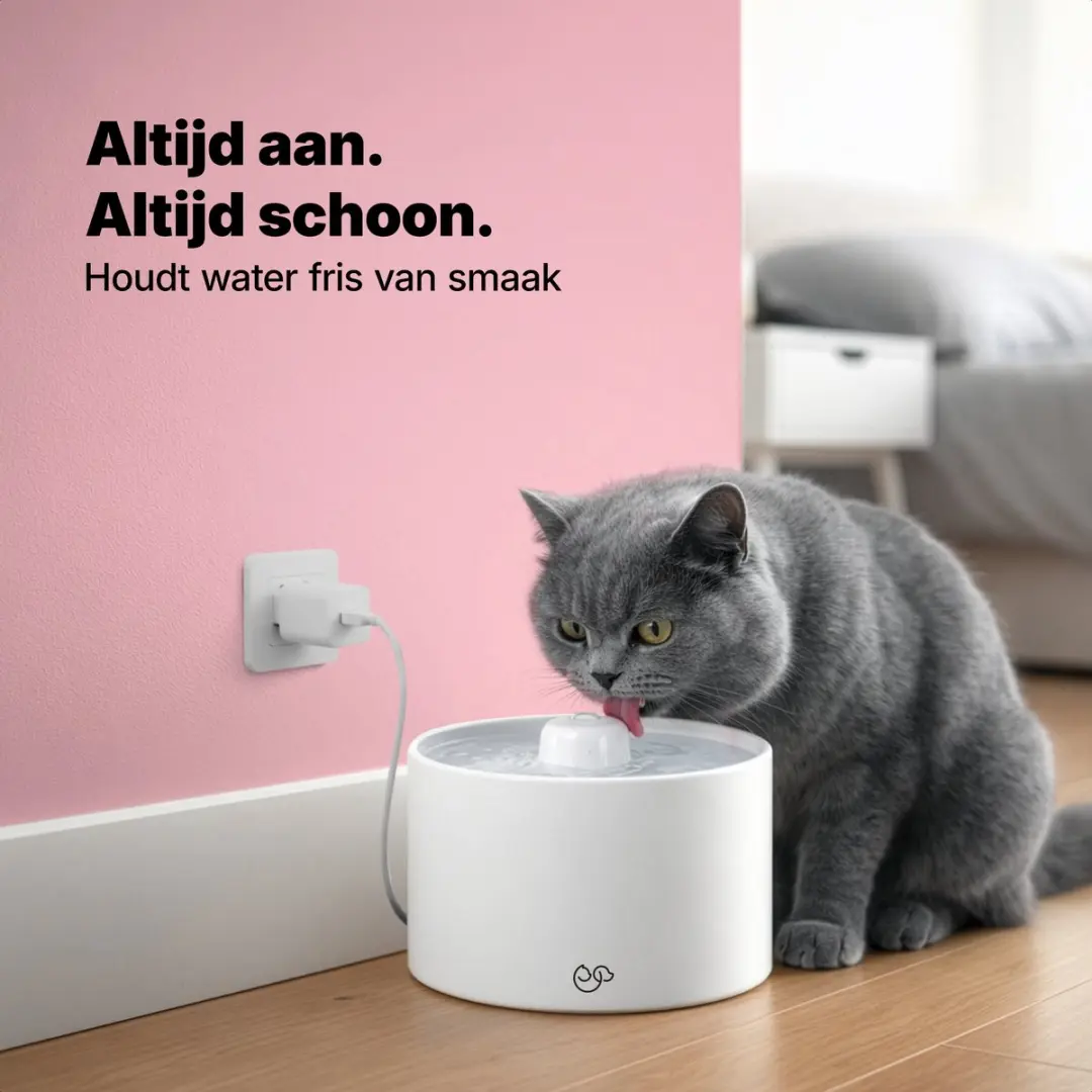 Jake and Jacky Keramische Drinkfontein Kat & Hond 2L - Keramisch Wit