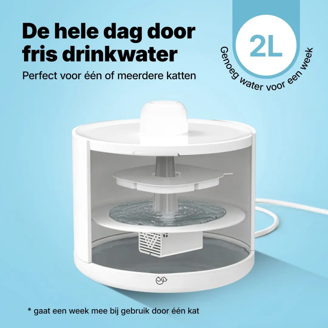 Jake and Jacky Keramische Drinkfontein Kat & Hond 2L - Keramisch Wit