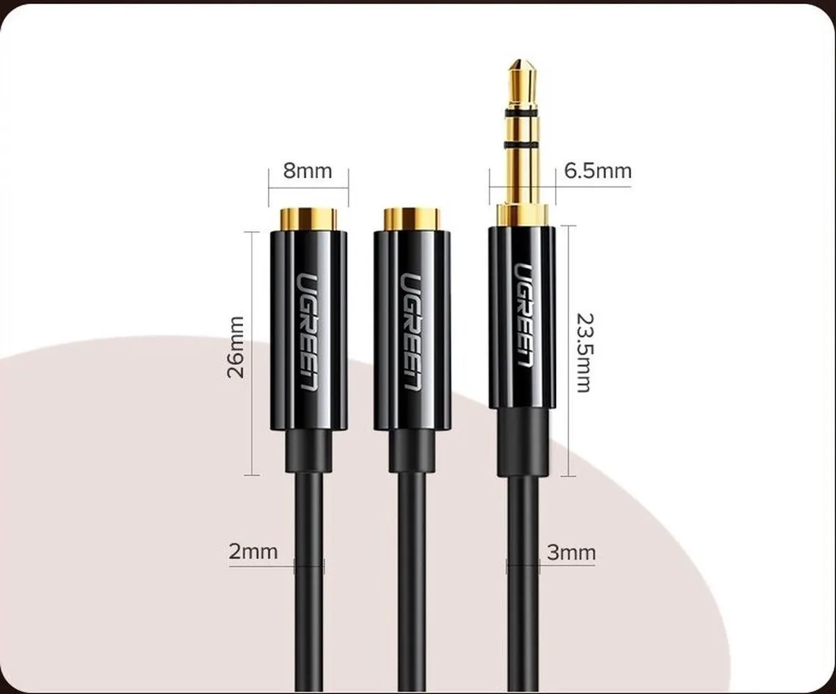 UGREEN AV141-20816 Audio Splitter 3.5mm - Zwart - afbeelding 6 van 6