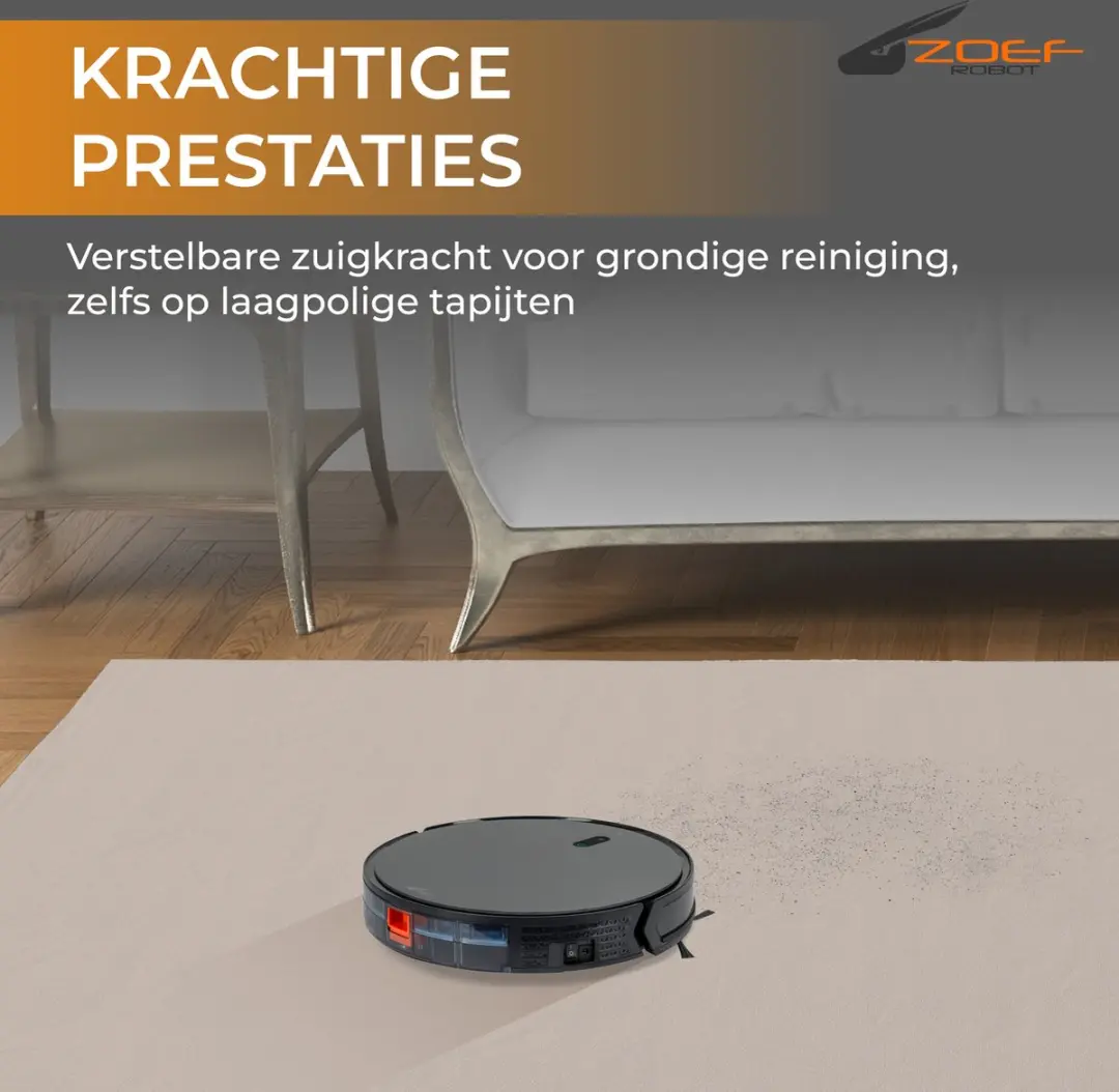 Zoef Robot Jannie 4.0 Robotstofzuiger - 2200 Airwatts - Antraciet