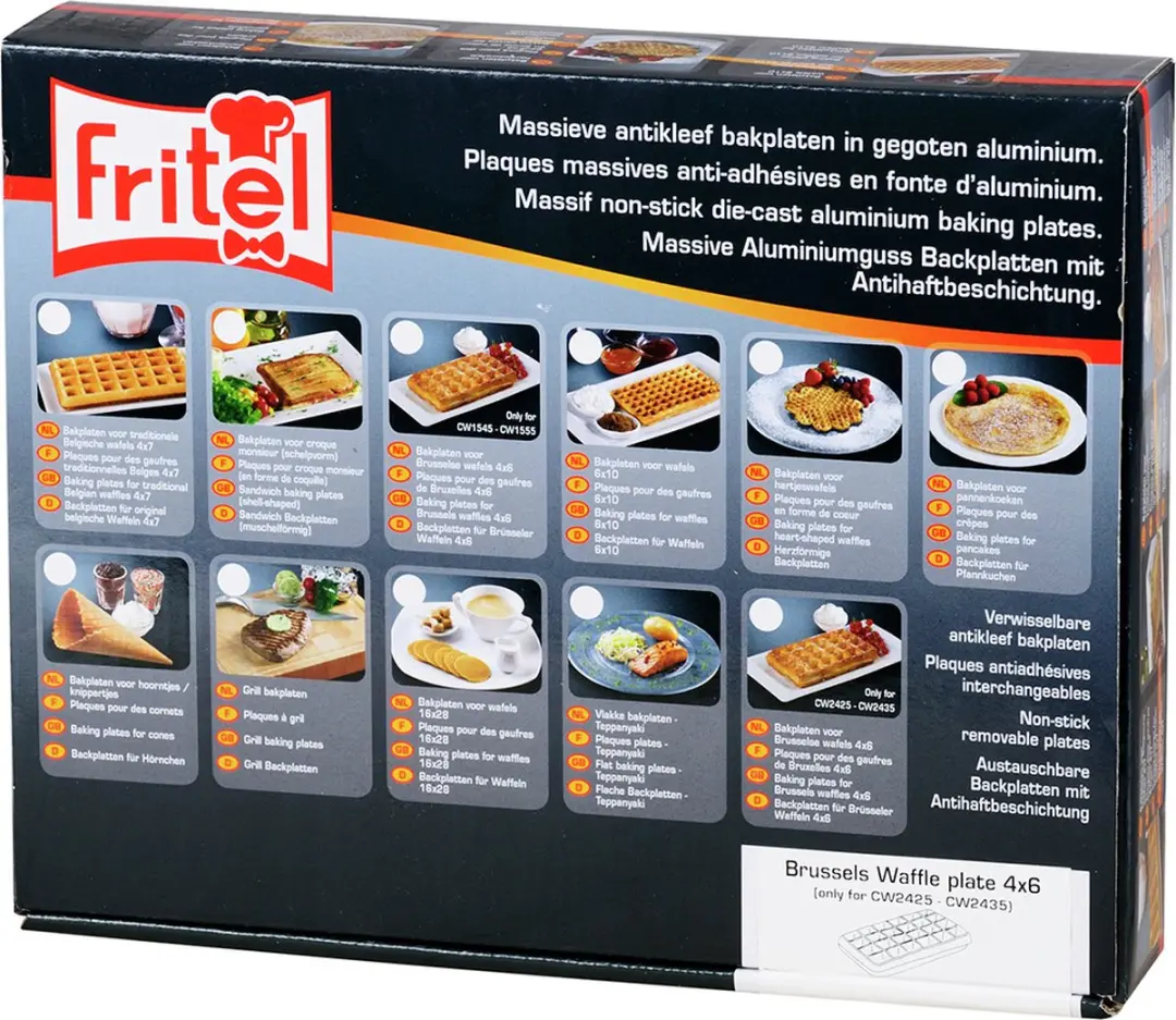 Fritel 142361 Set Bakplaten 4x6 Wafels - Zwart