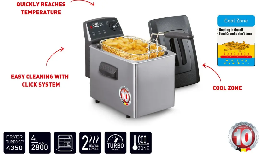 Fritel Turbo SF 4350 Friteuse - 2800W 4L Inox