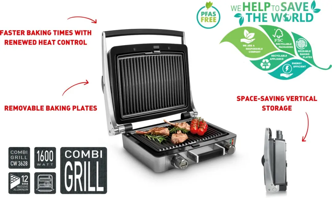 Fritel CW 3628 Combi Grill - 1600W - Antraciet