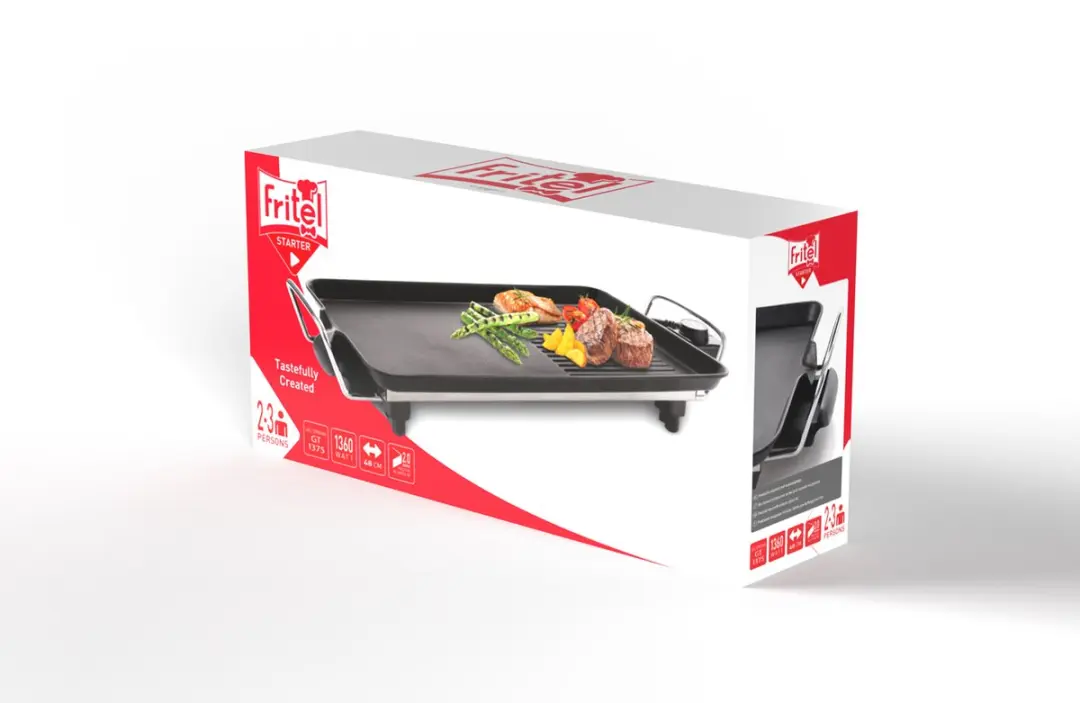 Fritel Grill Teppanyaki GT1375 - 1360W - 48x20cm - Zwart/Zilver