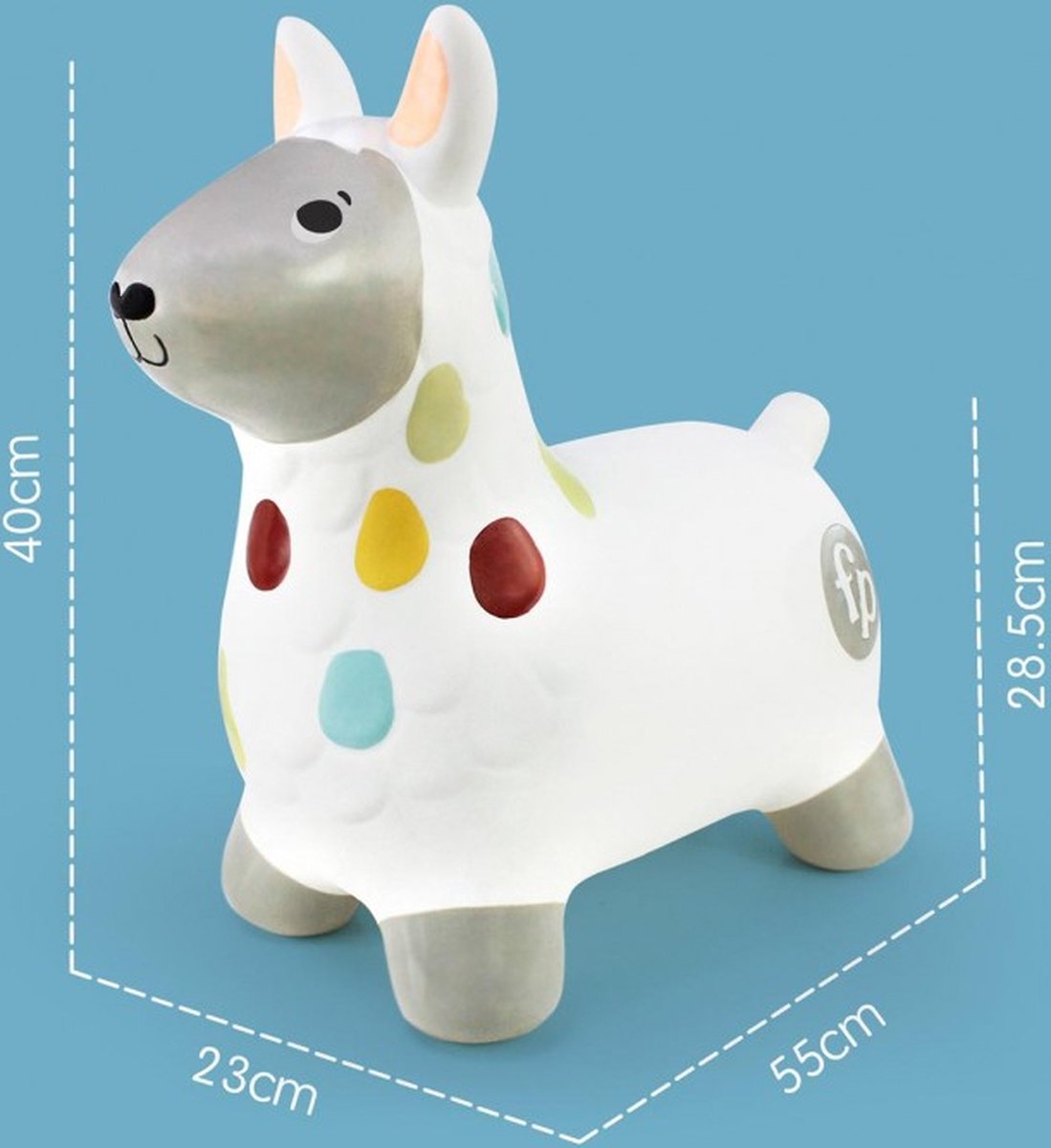 Fisher-Price Hopper Lama Skippy Dier - Jumping Skippydier met Pomp - Wit - 55 x 40 x 28,5 cm
