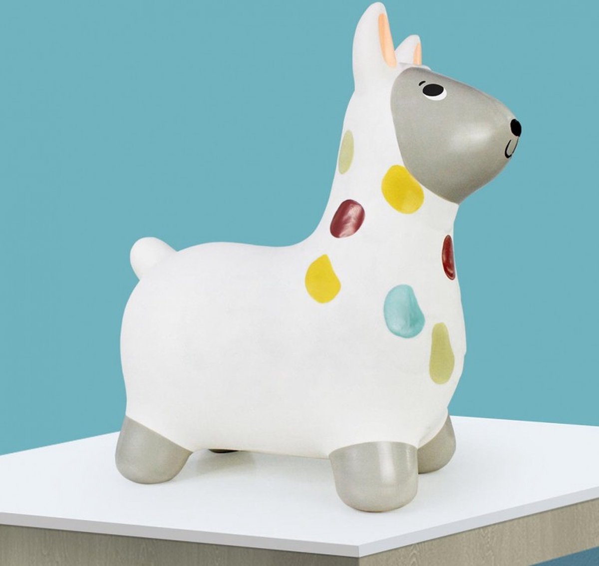 Fisher-Price Hopper Lama Skippy Dier - Jumping Skippydier met Pomp - Wit - 55 x 40 x 28,5 cm