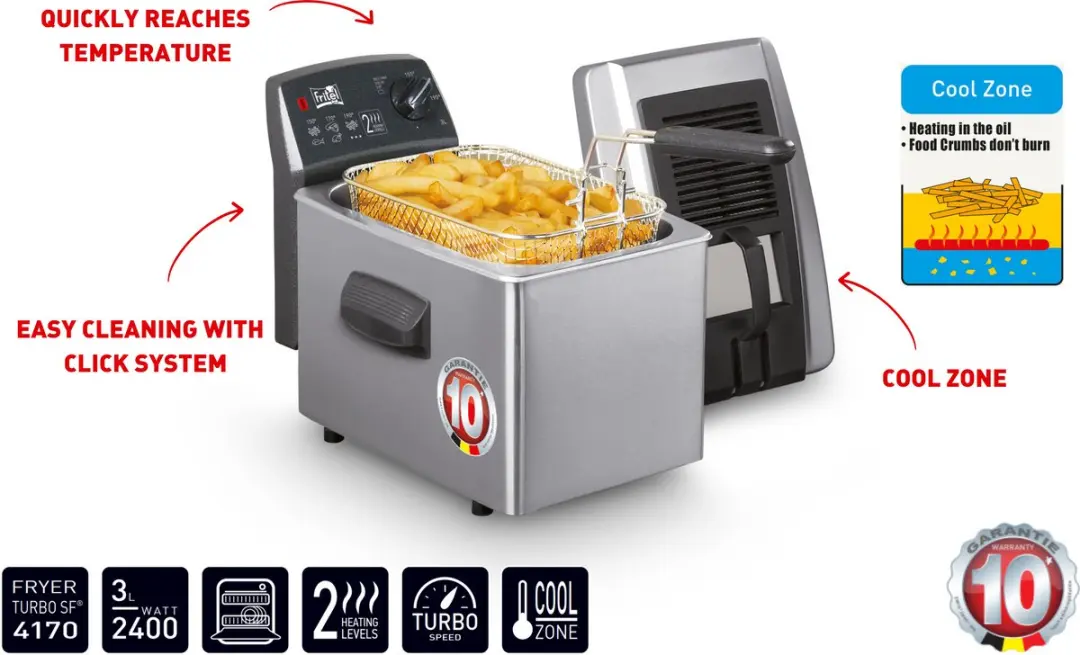 Fritel Turbo SF 4170 Friteuse 2400W - 3L - Inox