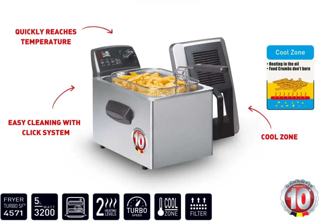 Fritel Turbo SF 4571 Friteuse 3200W 5L - Inox